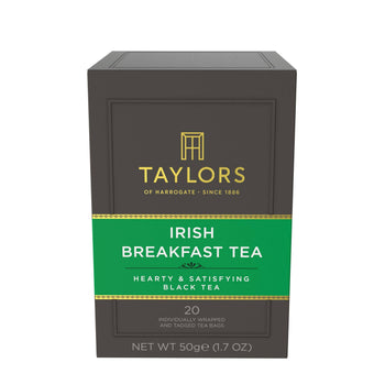Taylors of Harrogate Irish Breakfast Black Tea. 20 individually wrapped tea bags.