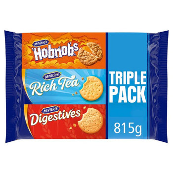 Mcvities Triple Pack Biscuits 815g - Hobnobs, Rich Tea, and Digestives!