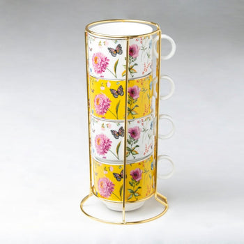 5 Piece Tower Orange Meadow Coffee Mugs.