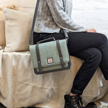 maccessori - Harris Tweed Ladies Messenger Bag Turquoise Herringbone
