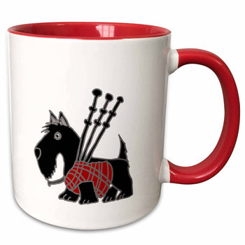 Mug 11oz - Two-Tone Red Scottish Terrier Playing the Bagpipes Mug