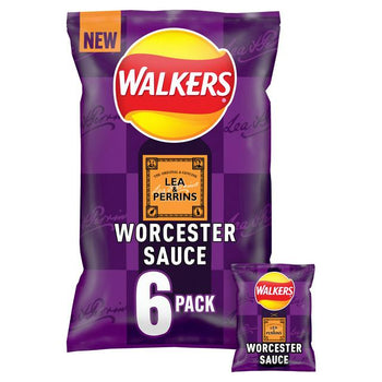 Walkers Lea and Perrins Worcester Sauce Crisps Multipack - 6 Pack - 6x25g