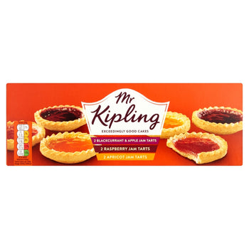 Mr Kipling Assorted Jam Tarts 6 Pack - 2 Apricot, 2 Raspberry, 2 Blackcurrant