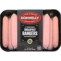 Donnelly Irish Recipe Traditional Pork Breakfast Bangers. 1lb/454g.14 to a tray. Ship Weight 1lb (Copy)