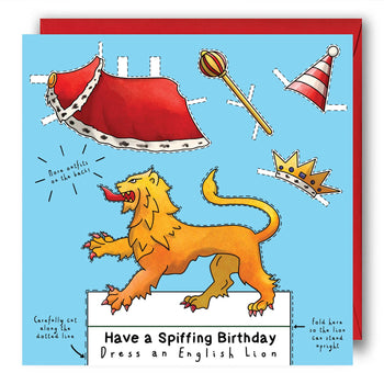 Yeti Cards & Gifts - Dress an English Lion Birthday Card