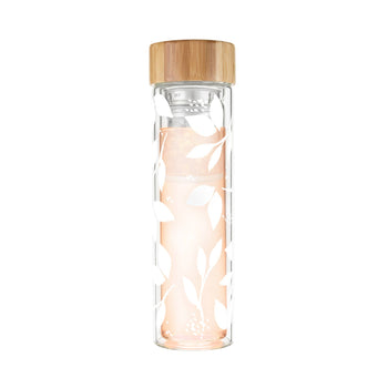 Pinky Up - Blair™ Insulated Glass Travel Mug with Infuser White Leaf