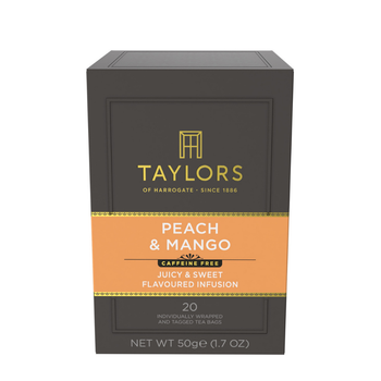 Taylors of Harrogate Peach & Mango Herbal Tea, 20 Teabags - Individually Wrapped