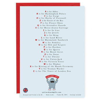 Yeti Cards & Gifts - The Royal Alphabet Greeting Card