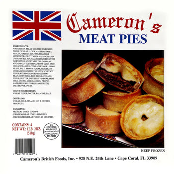 Cameron's Scottish Meat Pies. 4 pack. 1 lb Ship weight