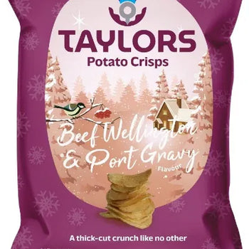 Taylor's Crisps Holiday Collection - Festive Beef Wellington and Port Gravy Christmas Crisps Large Bag 150g