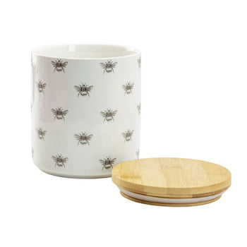 Black Bee 5.5-in Canister, Bamboo Lid