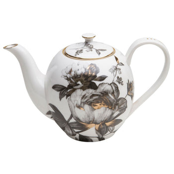 Black Gold Peony Tall Tea/Coffee Pot