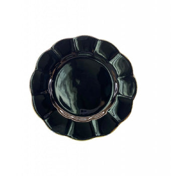 Black Gold Scallop Salad Plates, Set of 4