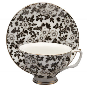 Black Jasmine Teacup Saucer, Set of 4