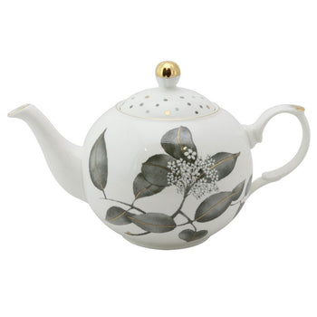 Black Metallic Leaves Teapot