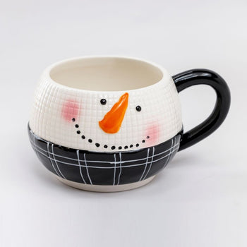 Black Snowman Ceramic Mug, Set of 2