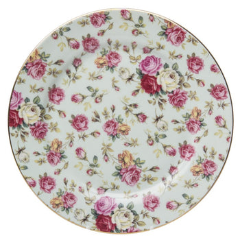 Blue Cottage Rose Chintz Dessert Plates, Set of 4