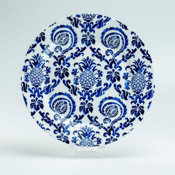 Blue Pinapple Dessert Plates, Set of 4