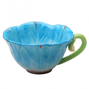 Blue/Pink Hand Crafted Latte Cups, Set of 2