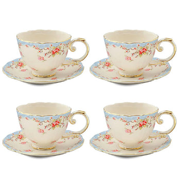 Blue Vintage Rose 11 Piece Tea Set