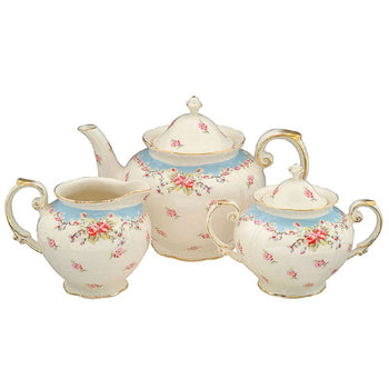 Blue Vintage Rose 11 Piece Tea Set