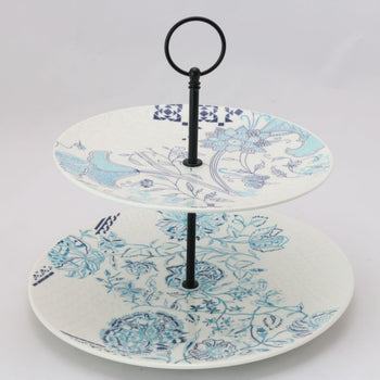 Blue Viola 2 Tier Large Serving Tray