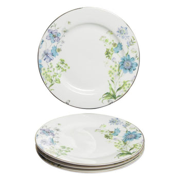 Blue Wild Floral 8in Salad Plates, Set of 4