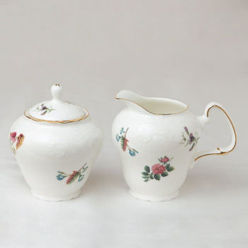 Bone China Anna Garden Embossed Sugar Creamer Set