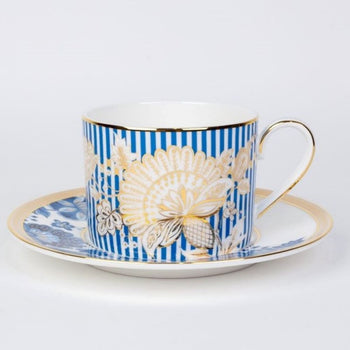Bone China Blue Danube Coffee Cup Saucer, Set of 2