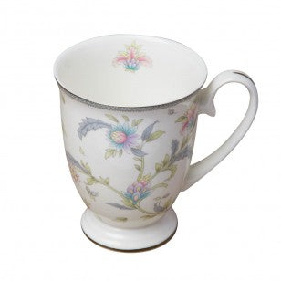 Bone China Lotus Garden Footed Mugs, Set of 4