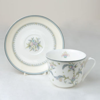 Bone China Lotus Garden Jumbo Cup Saucer, Set of 2