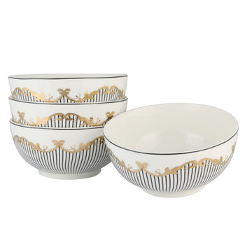 Bridge Black Soup Bowls, Set of 4