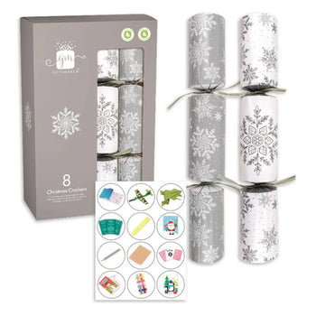 Giftmaker Silver and White Snowflake Christmas Crackers 8 Pack 8x12"