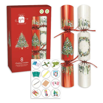 Giftmaker Traditional Christmas Tree and Wreath Christmas Crackers 8 Pack 8x12"