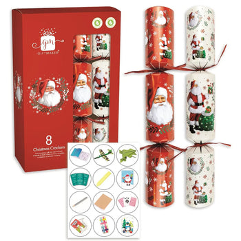 Giftmaker Traditional Santa Christmas Crackers 8 Pack 8x12"