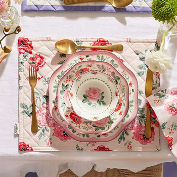 Cath Kidston 12 Piece Dinner Set - Archive Rose