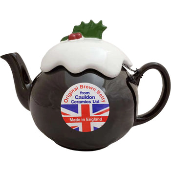 Cauldon Ceramics Brown Betty Handmade 6 Cup Christmas Pudding Teapot in Rockingham Brown