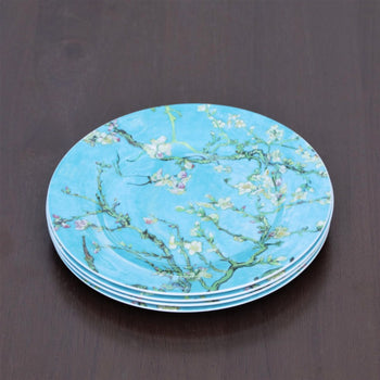 Cherry Blossom Blue Dessert Plates, Set of 4