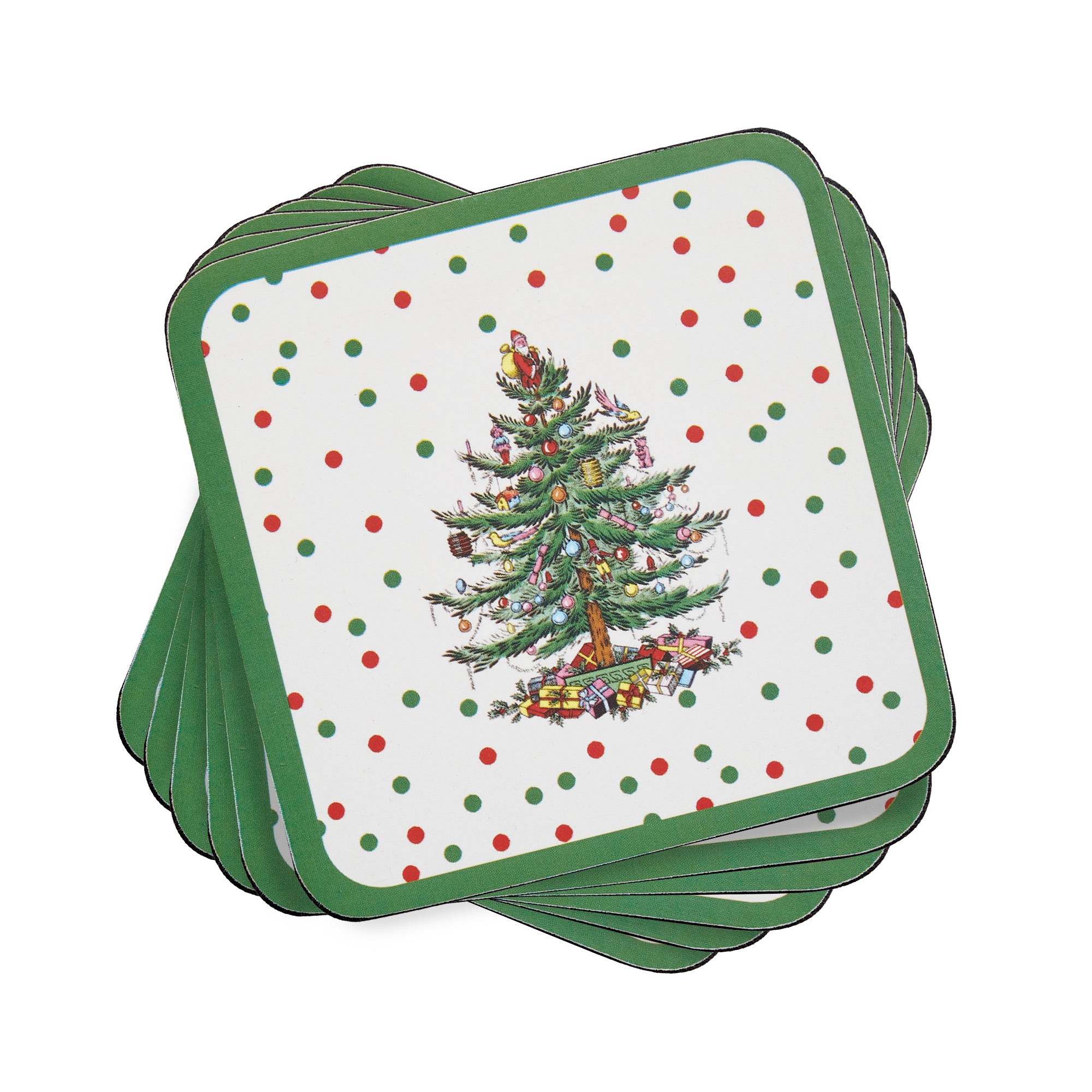 Pimpernel Christmas Tree Polka Dot Coasters Set of 6