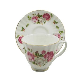 Cottage Rose Cups and Saucers, Set of 4