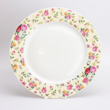 Cream Cottage Rose Chintz Dinner Plates, Set of 4