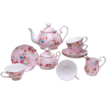 Shabby Rose Pink 11 Piece Tea Set