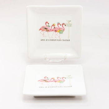 Flamingo Beach SQ Appetize Plates, 4 Piece Set