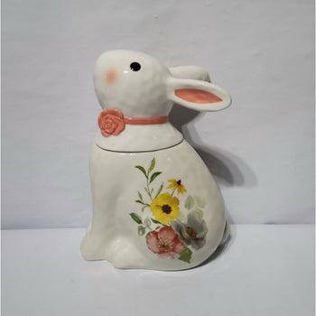 Floral Bunny 3 D Cookie Jar