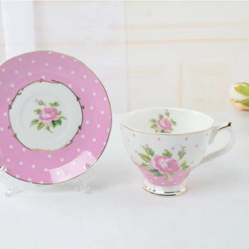 Fusha Floral Cups and Saucers, Set of 4