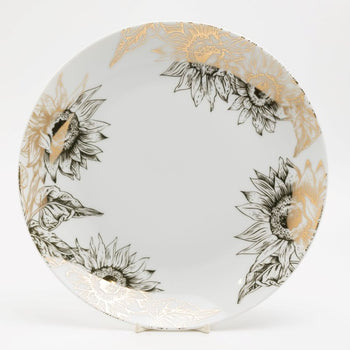 Gold Sunfloral Dinner Plates, Set of 4