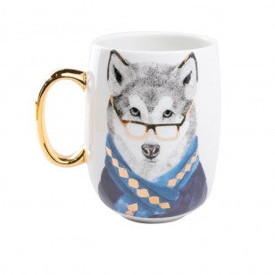 Gold Wolf Handle Coffee Mug. Single Piece