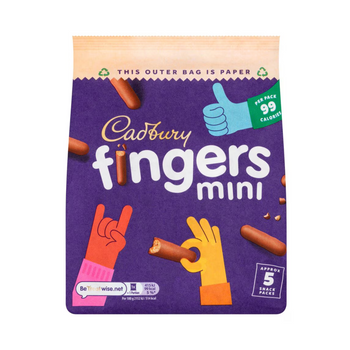 Cadbury Mini Fingers 5 Pack - 5x19.3g