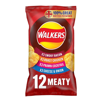 Walkers Meaty Variety Crisps 12 Pack 12x25g - 300g
