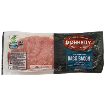 Donnelly Traditional Cured Irish Back Bacon Large Pack 454g (16oz) - 1lb Ship Weight